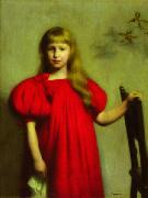 Portrait of a girl in a red dress Pankiewicz, Jozef